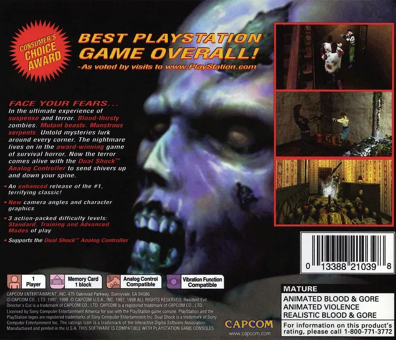 Resident Evil: Director's Cut: Dual Shock Ver. box back