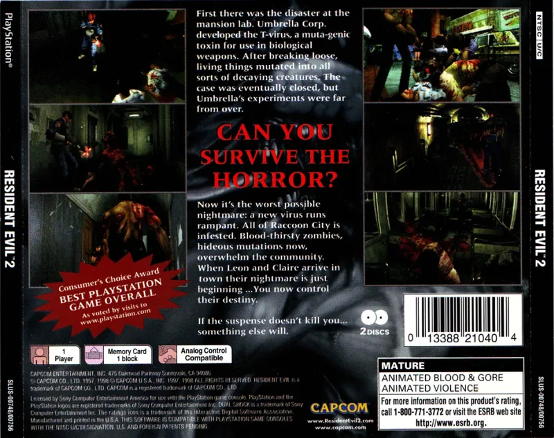 Resident Evil 2: Dual Shock Ver. box back