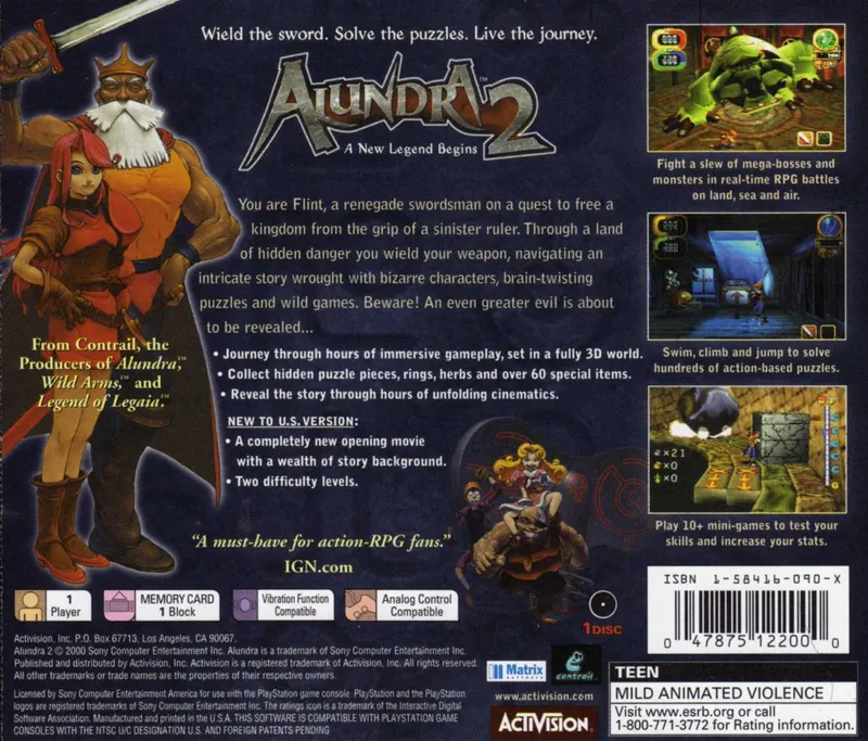 Alundra 2: A New Legend Begins box back