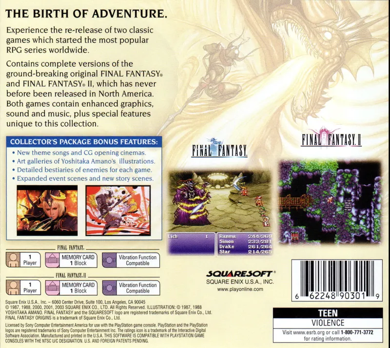 Final Fantasy Origins box back