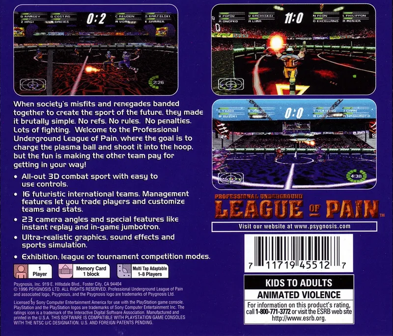 League of Pain: Professional Underground box back