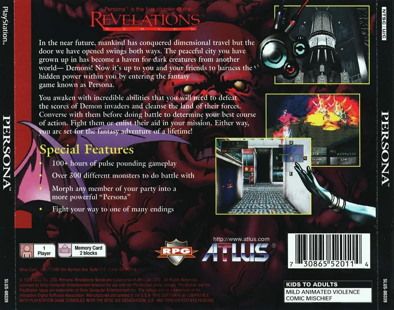 Revelations: Persona box back