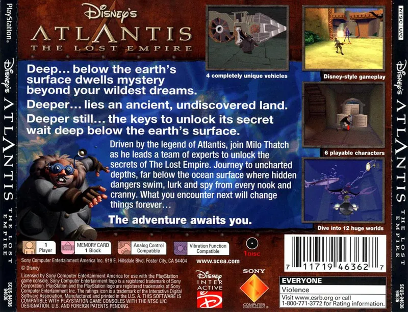 Disney's Atlantis: The Lost Empire box back