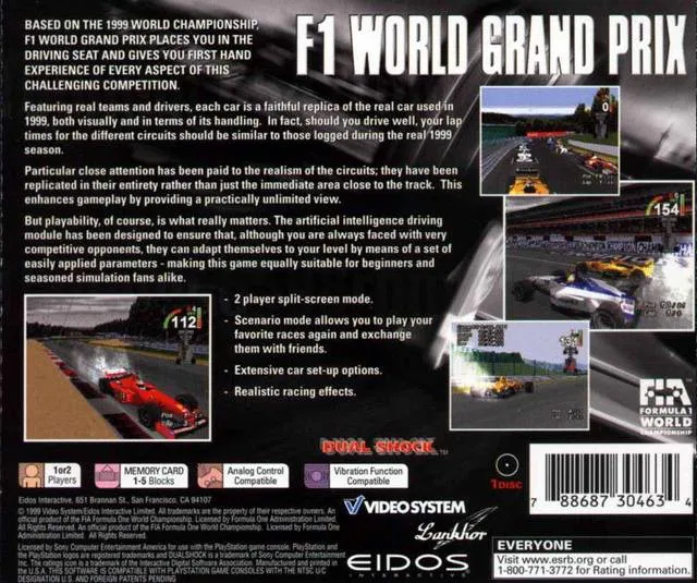 F1 World Grand Prix: 1999 Season box back