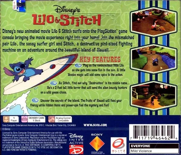Disney's Lilo & Stitch box back