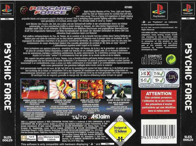 Psychic Force box back