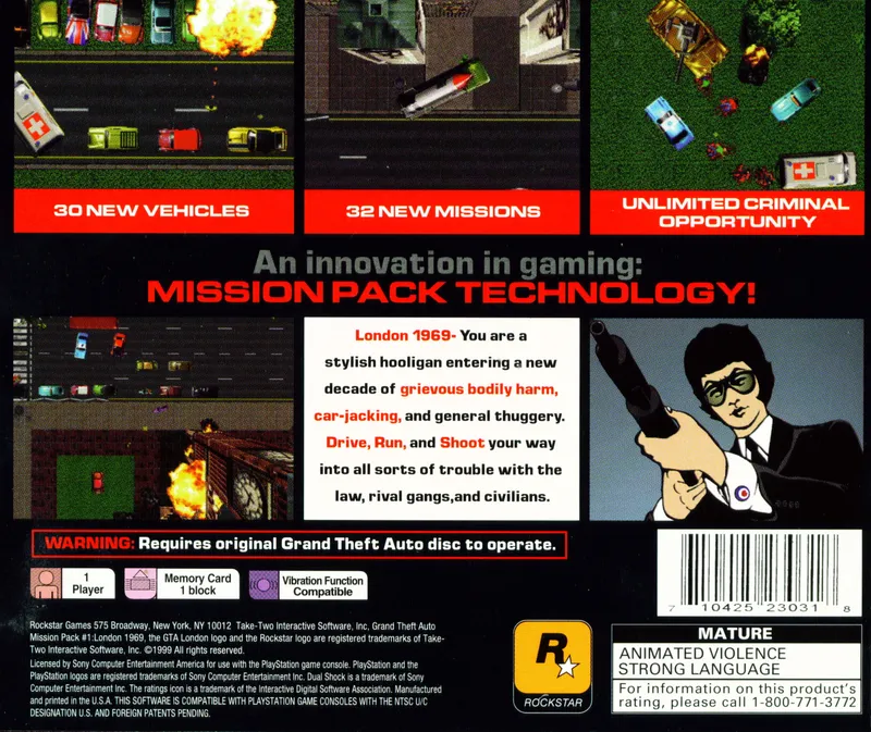 Grand Theft Auto: Mission Pack #1: London 1969 box back