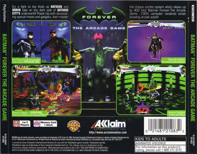 Batman Forever: The Arcade Game box back