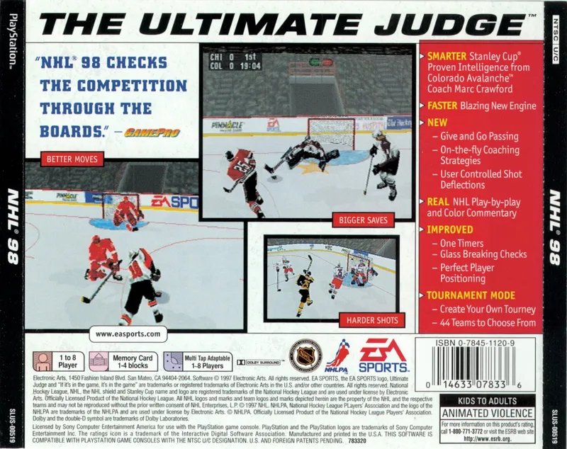 NHL 98 box back
