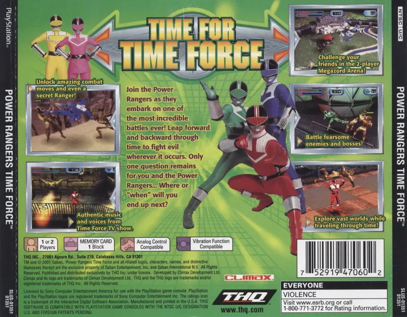 Power Rangers: Time Force box back