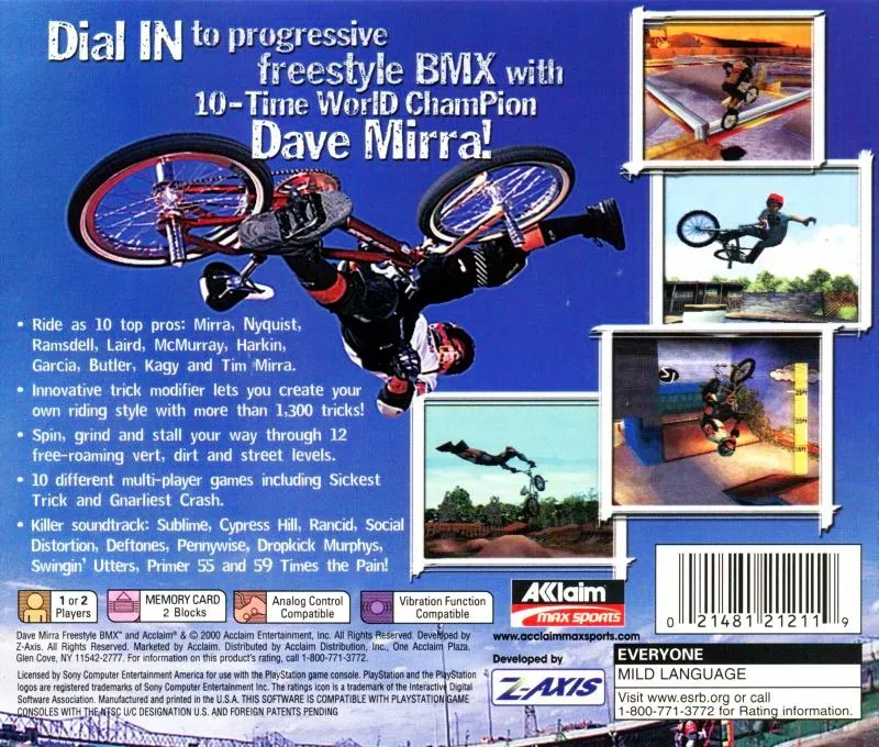 Dave Mirra Freestyle BMX box back