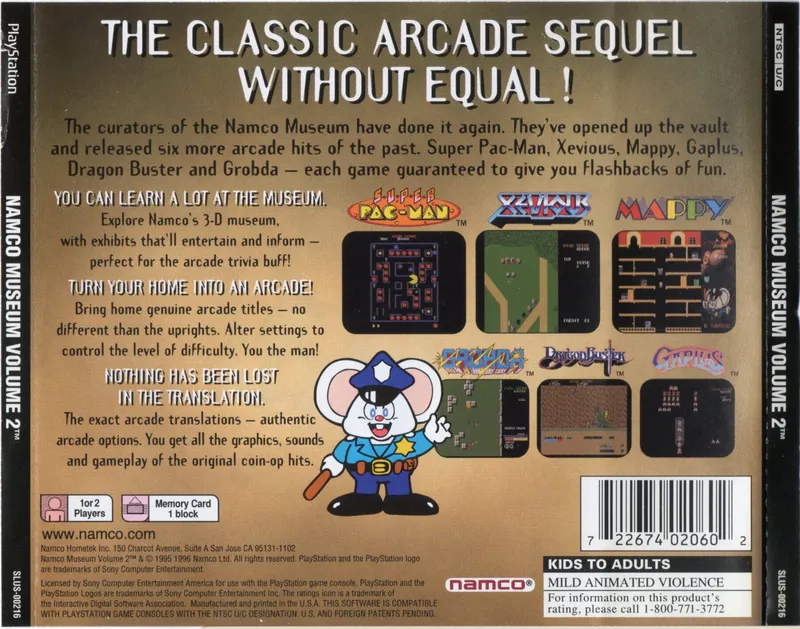 Namco Museum Vol. 2 box back