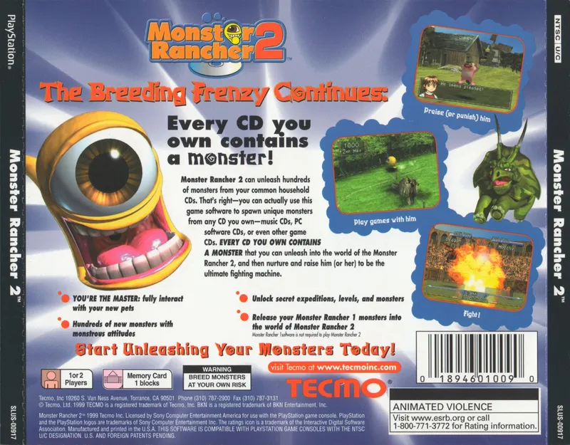 Monster Rancher 2 box back