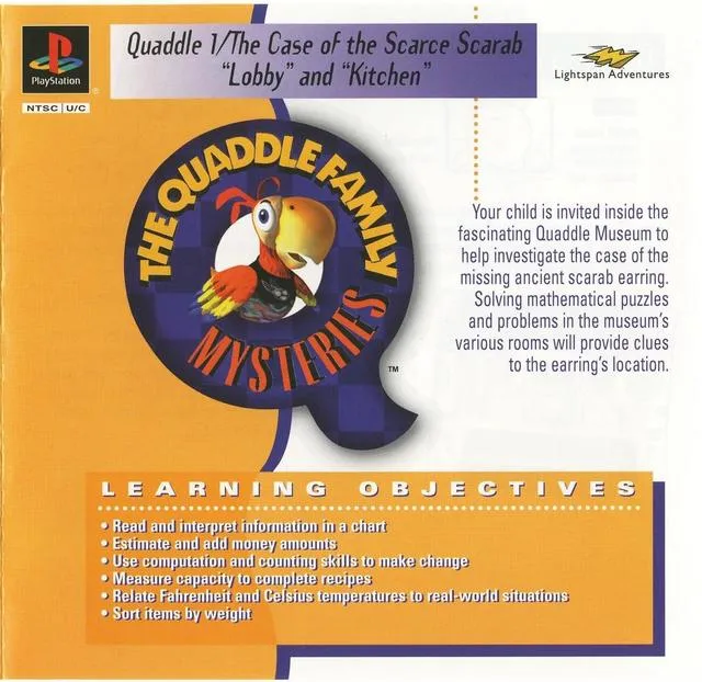 Quaddle Family Mysteries 1: The Case of the Scarce Scarab: Lobby: Kitchen cover art for Sony Playstation