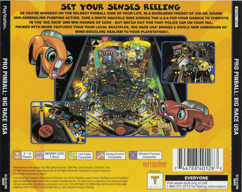 Pro Pinball: Big Race USA box back