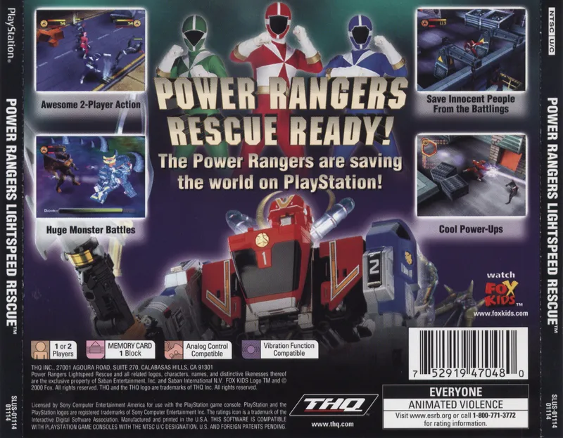 Power Rangers: Lightspeed Rescue box back