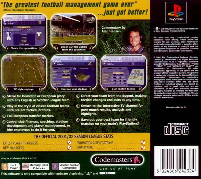 LMA Manager 2002 box back
