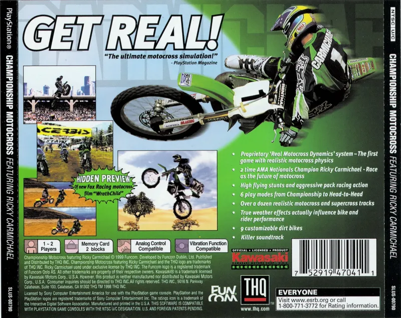 Championship Motocross featuring Ricky Carmichael box back