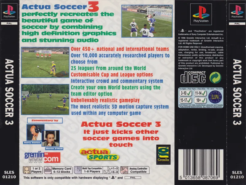 Actua Soccer 3 box back