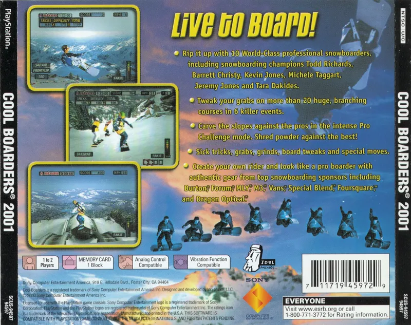Cool Boarders 2001 box back