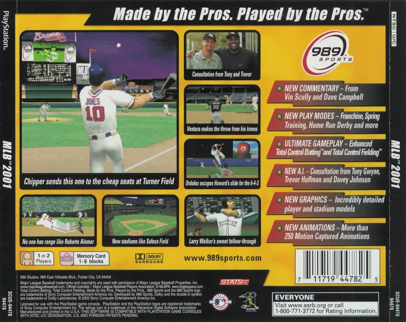 MLB 2001 box back