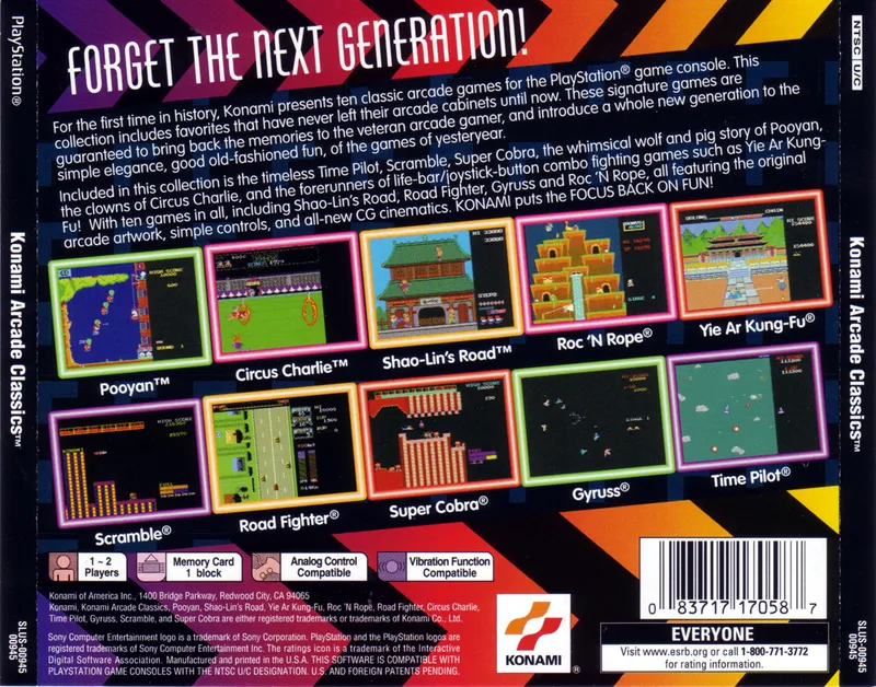 Konami Arcade Classics box back