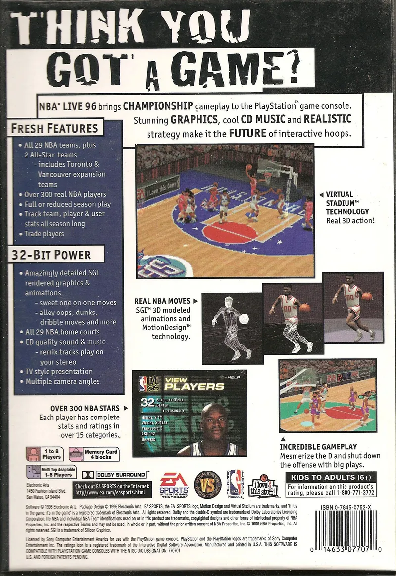 NBA Live 96 box back