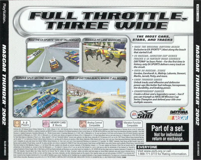 NASCAR Thunder 2002 box back