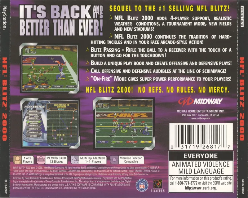 NFL Blitz 2000 box back