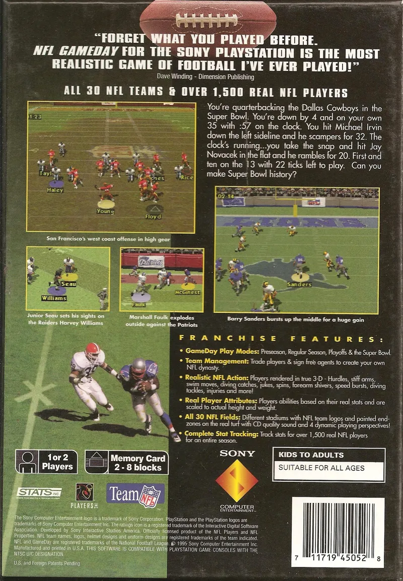 NFL GameDay box back