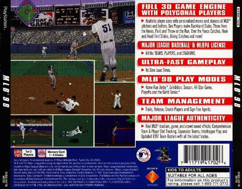 MLB 98 box back