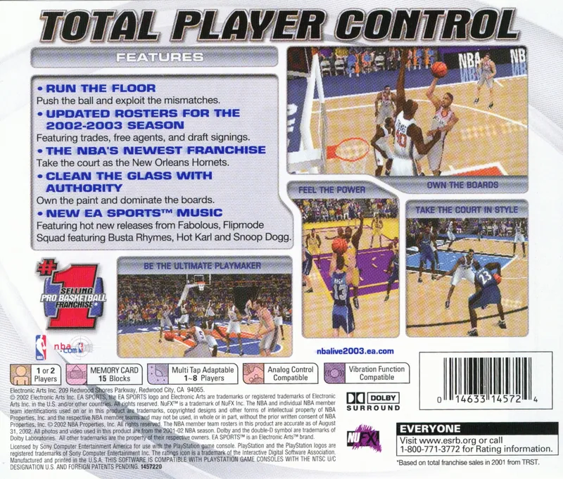 NBA Live 2003 box back