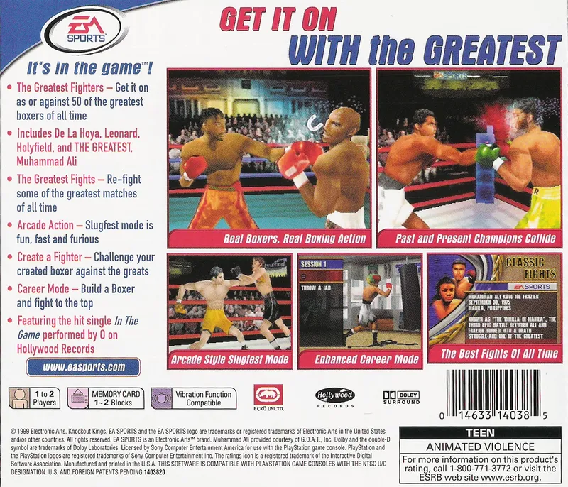 Knockout Kings 2000 box back