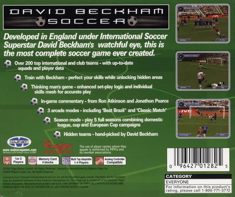 David Beckham Soccer box back