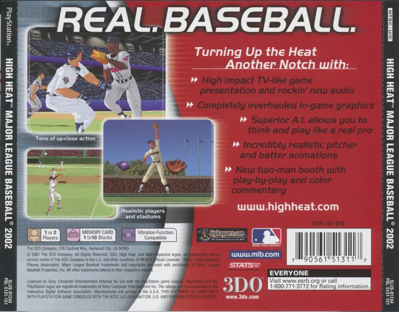 High Heat Major League Baseball 2002 box back
