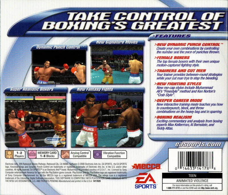 Knockout Kings 2001 box back