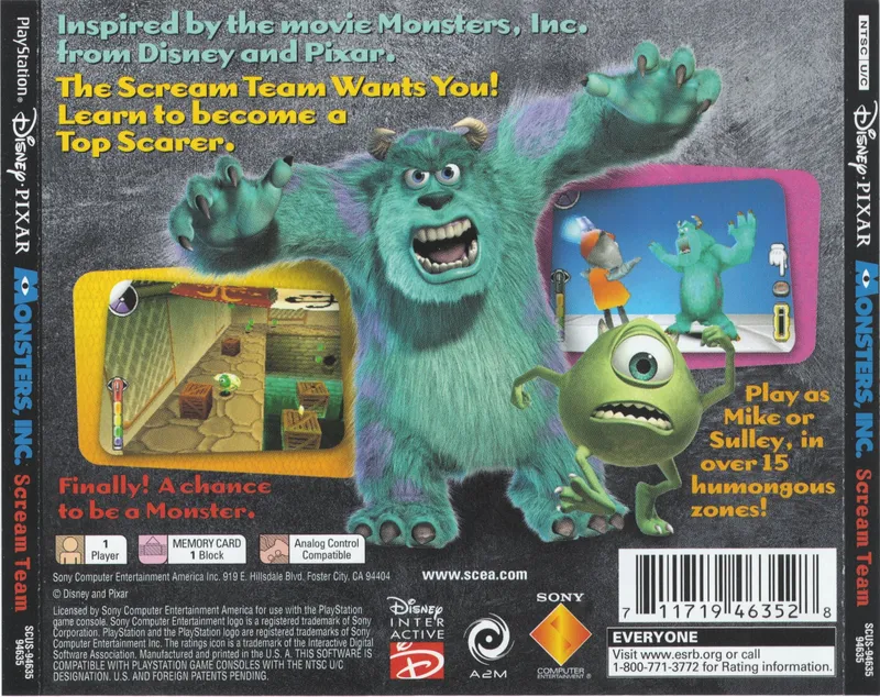 Monsters, Inc. Scream Team box back