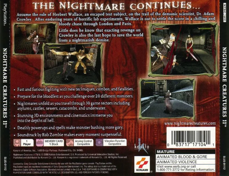 Nightmare Creatures II box back