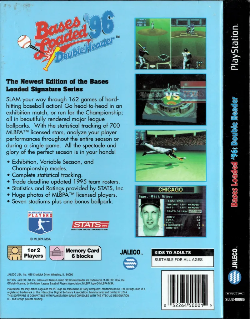 Bases Loaded '96: Double Header box back