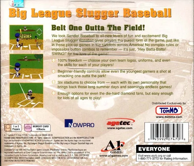 Big League Slugger Baseball box back