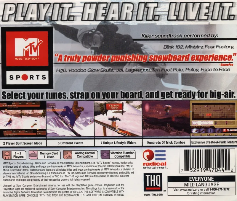 MTV Sports: Snowboarding box back
