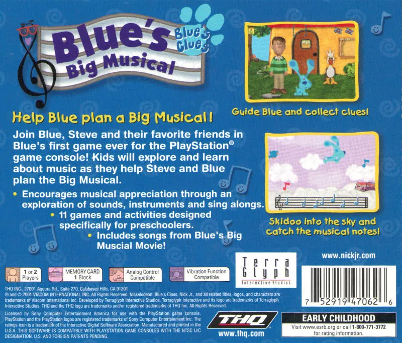 Blue's Clues: Blue's Big Musical box back