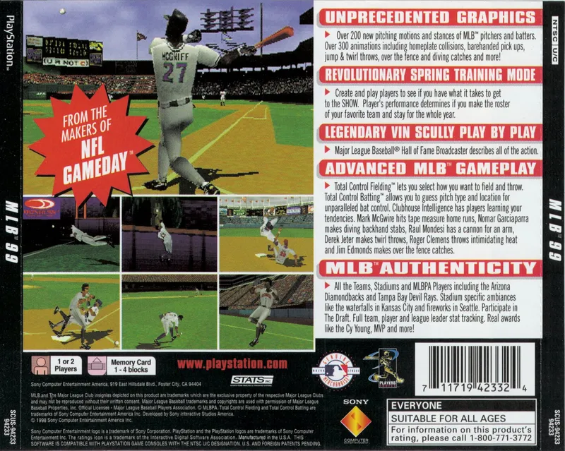 MLB 99 box back
