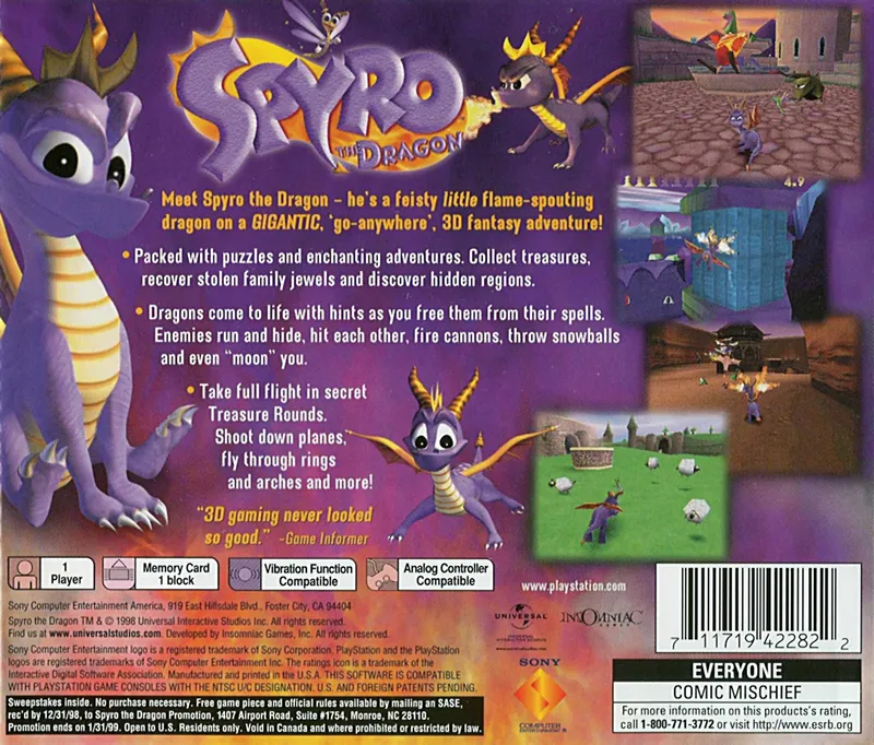 Spyro the Dragon box back