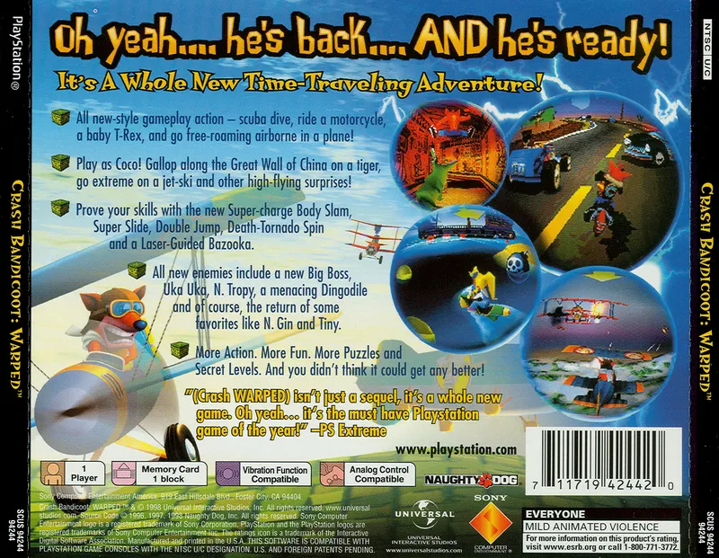 Crash Bandicoot: Warped box back