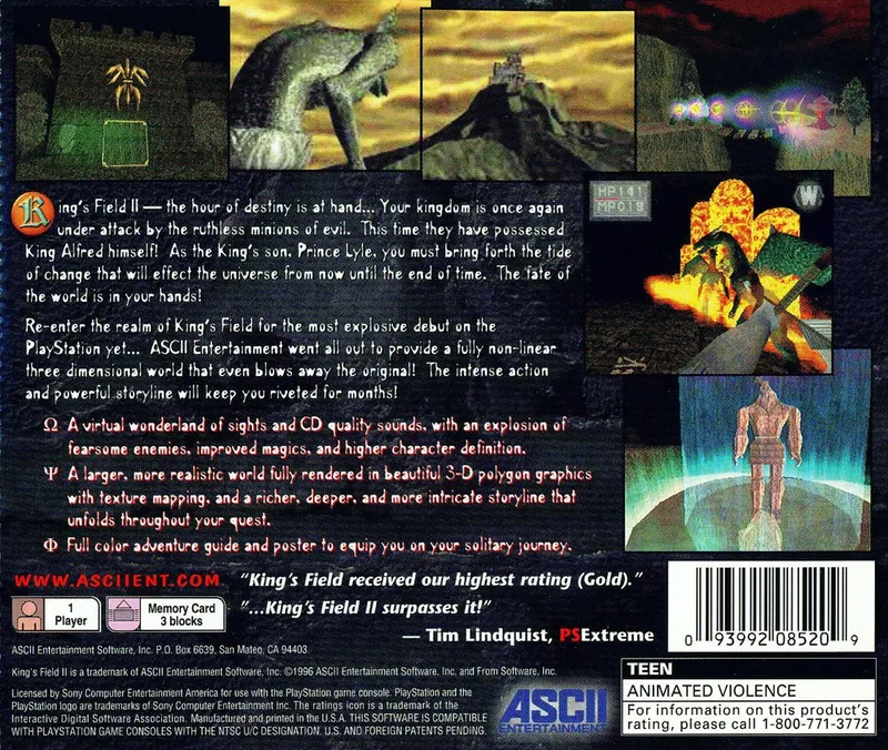 King's Field II box back