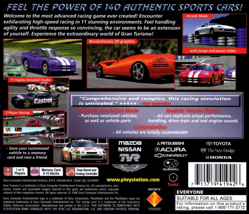 Gran Turismo box back