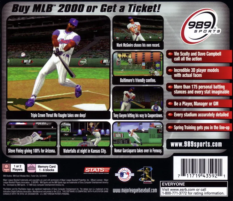 MLB 2000 box back
