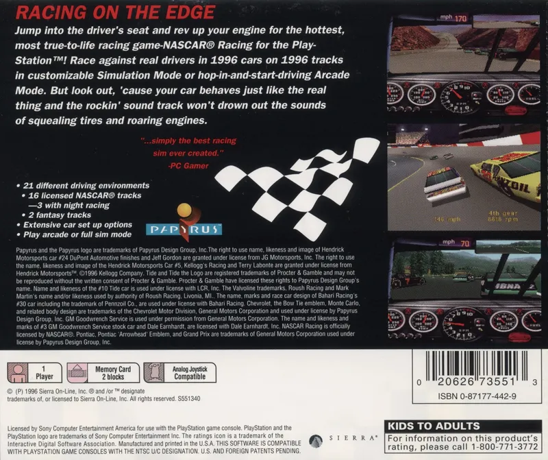 NASCAR Racing box back