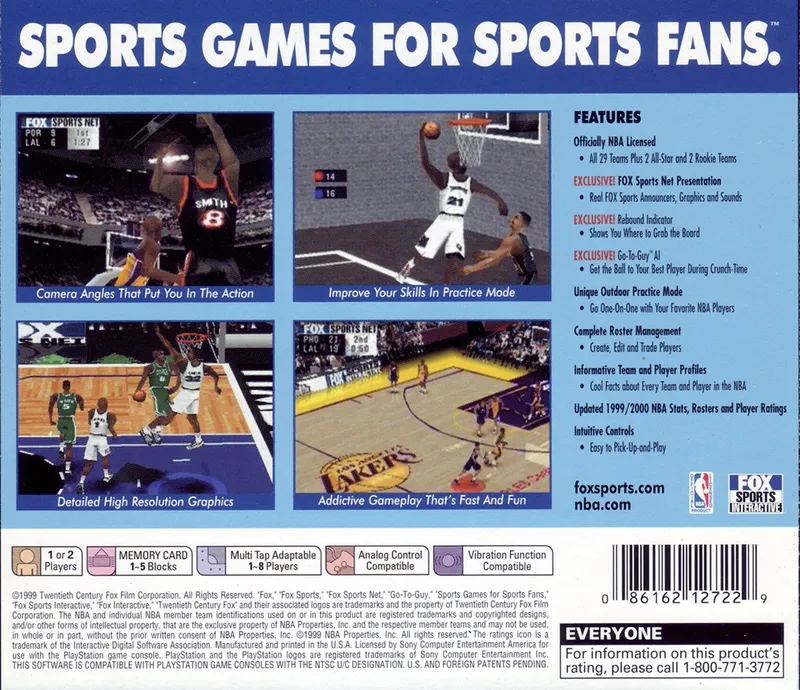 NBA Basketball 2000 box back